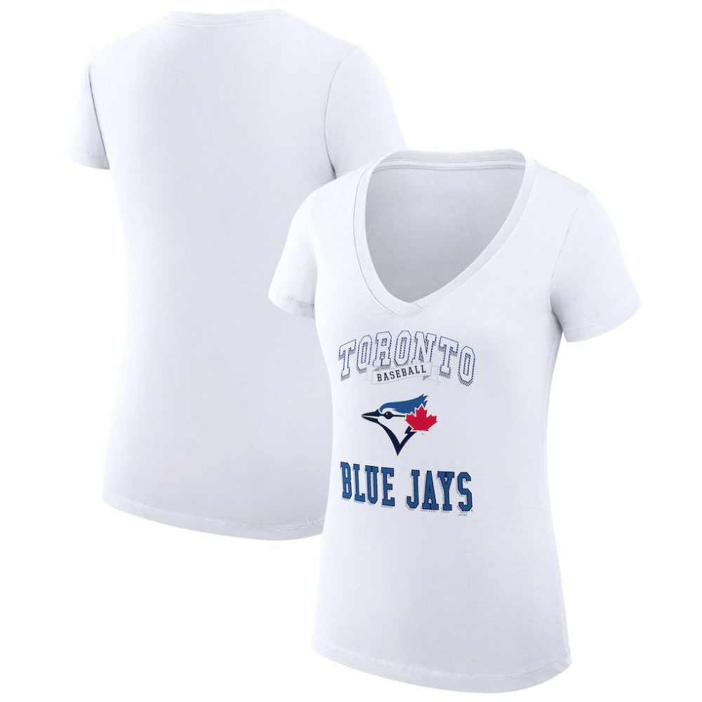 Toronto Blue Jays G-III 4Her by Carl Banks Women's Super-Slim Fit Lightweight Team Logo Graphic V-Neck T-Shirt Outlet