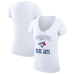 Toronto Blue Jays G-III 4Her by Carl Banks Women's Super-Slim Fit Lightweight Team Logo Graphic V-Neck T-Shirt Outlet