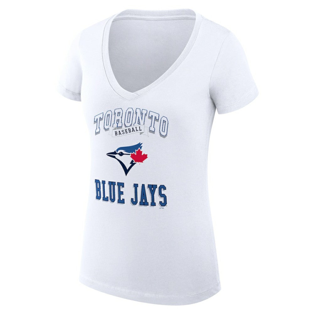 Toronto Blue Jays G-III 4Her by Carl Banks Women's Super-Slim Fit Lightweight Team Logo Graphic V-Neck T-Shirt Outlet
