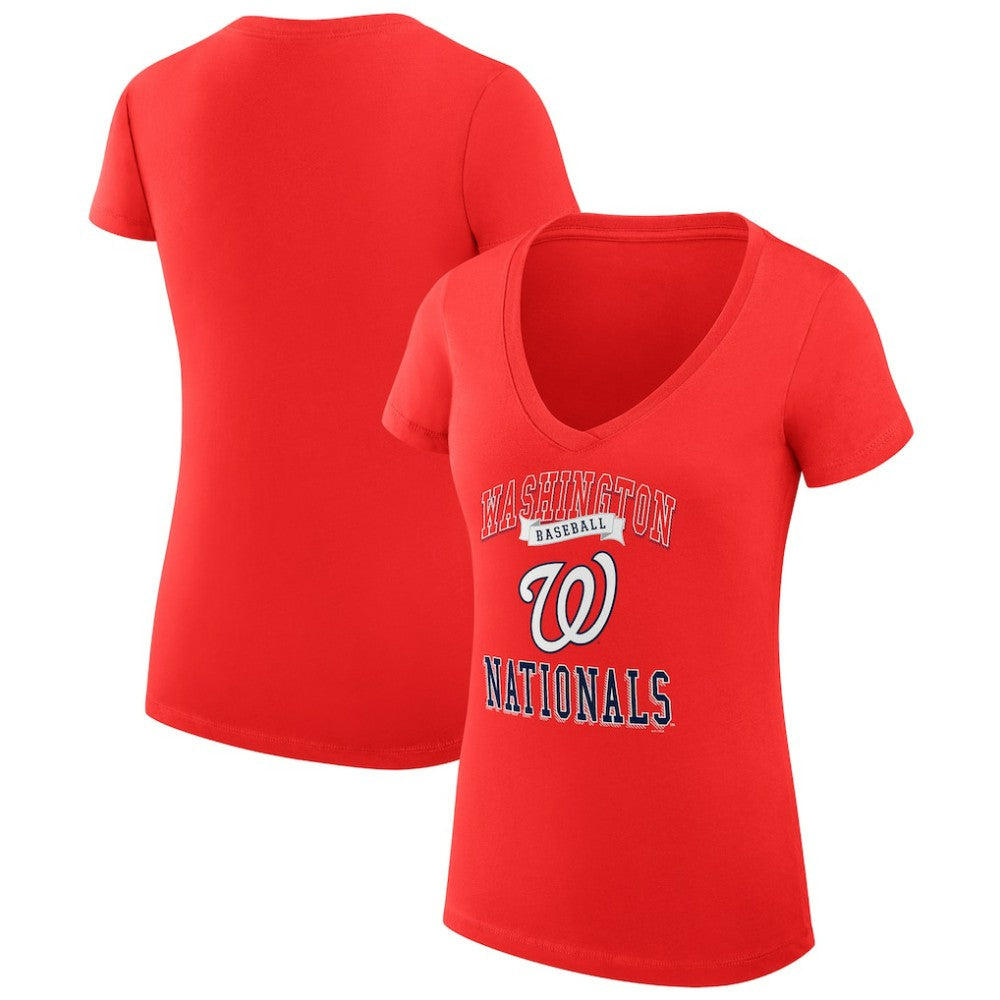 Washington Nationals G-III 4Her by Carl Banks Women's Super-Slim Fit Lightweight Team Logo Graphic V-Neck T-Shirt Outlet