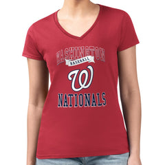 Washington Nationals G-III 4Her by Carl Banks Women's Super-Slim Fit Lightweight Team Logo Graphic V-Neck T-Shirt Outlet