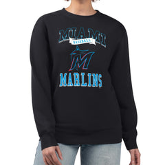 Miami Marlins G-III 4Her by Carl Banks Women's Team Logo Graphic Tri-Blend Fleece Pullover Sweatshirt Online