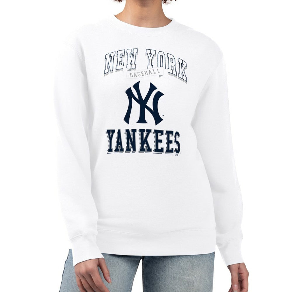 New York Yankees G-III 4Her by Carl Banks Women's Team Logo Graphic Tri-Blend Fleece Pullover Sweatshirt Outlet