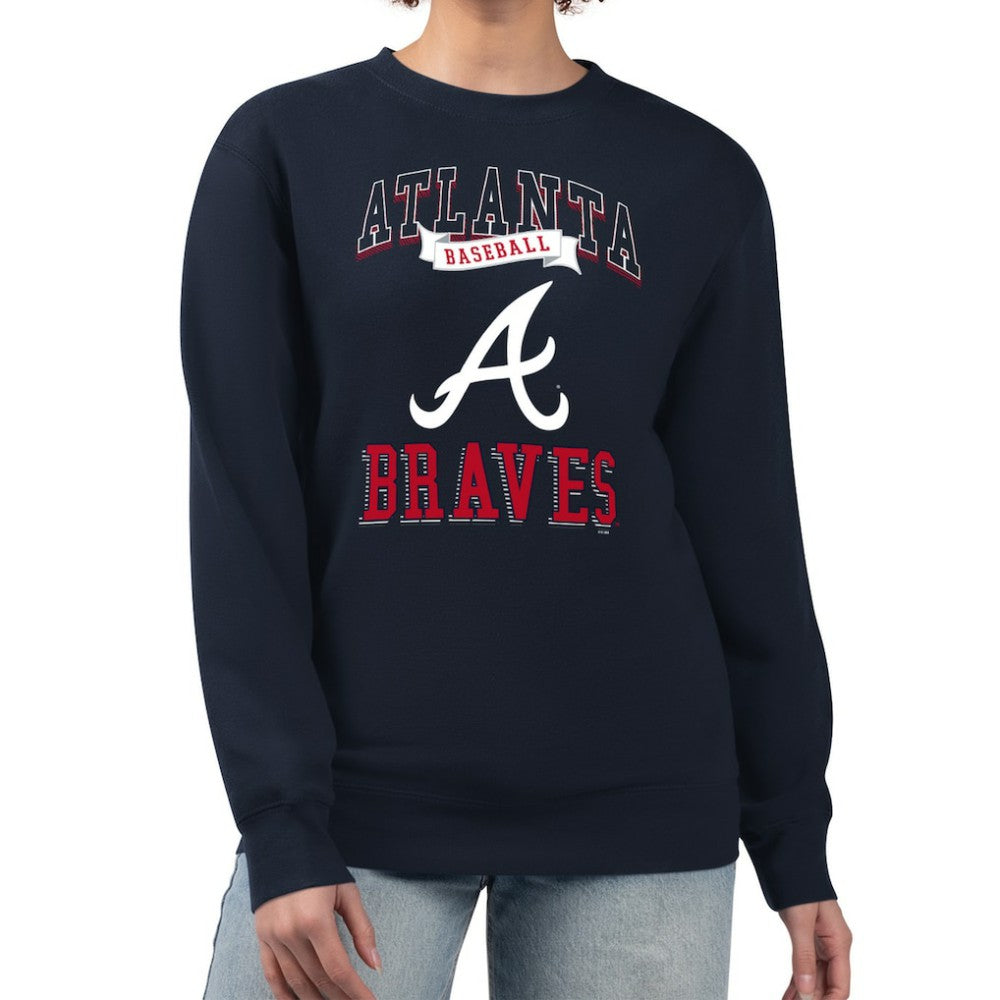 Atlanta Braves G-III 4Her by Carl Banks Women's Team Logo Graphic Tri-Blend Fleece Pullover Sweatshirt Online