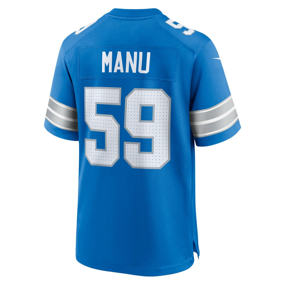 Giovanni Manu Detroit Lions Team Game Jersey - Blue - Nike