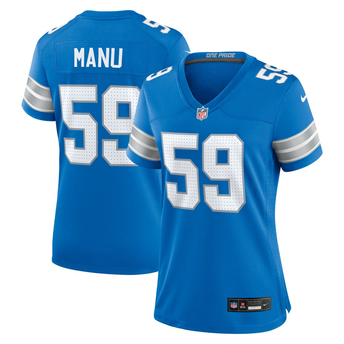 Giovanni Manu Detroit Lions Women's Team Game Jersey - Blue - Nike