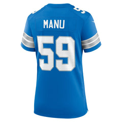 Giovanni Manu Detroit Lions Women's Team Game Jersey - Blue - Nike