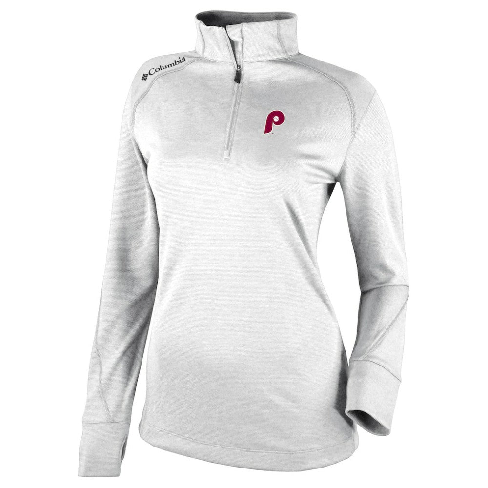 Philadelphia Phillies Columbia Women's Cooperstown Collection Shotgun 2.0 Omni-Wick Quarter-Zip Top - White Online