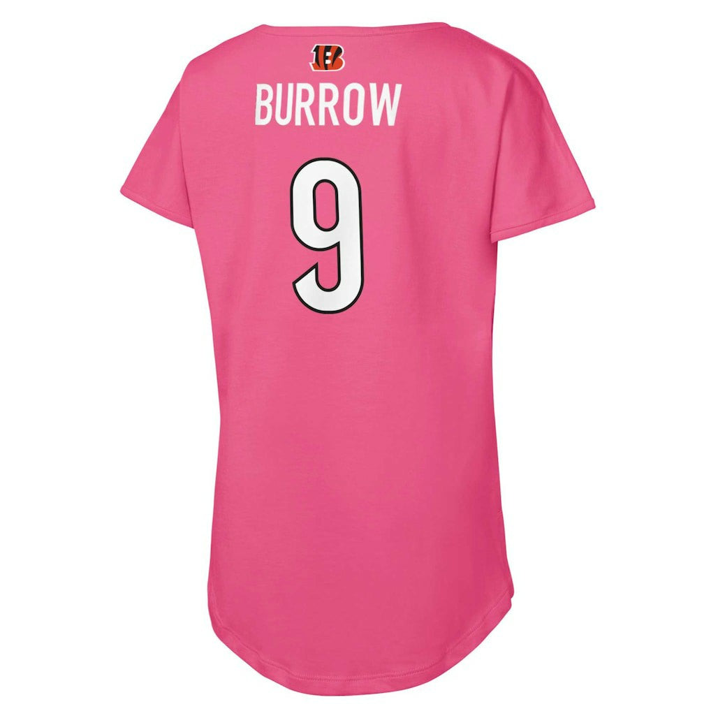 Joe Burrow Cincinnati Bengals Girls Youth Player Name & Number T-Shirt - Pink - NFL