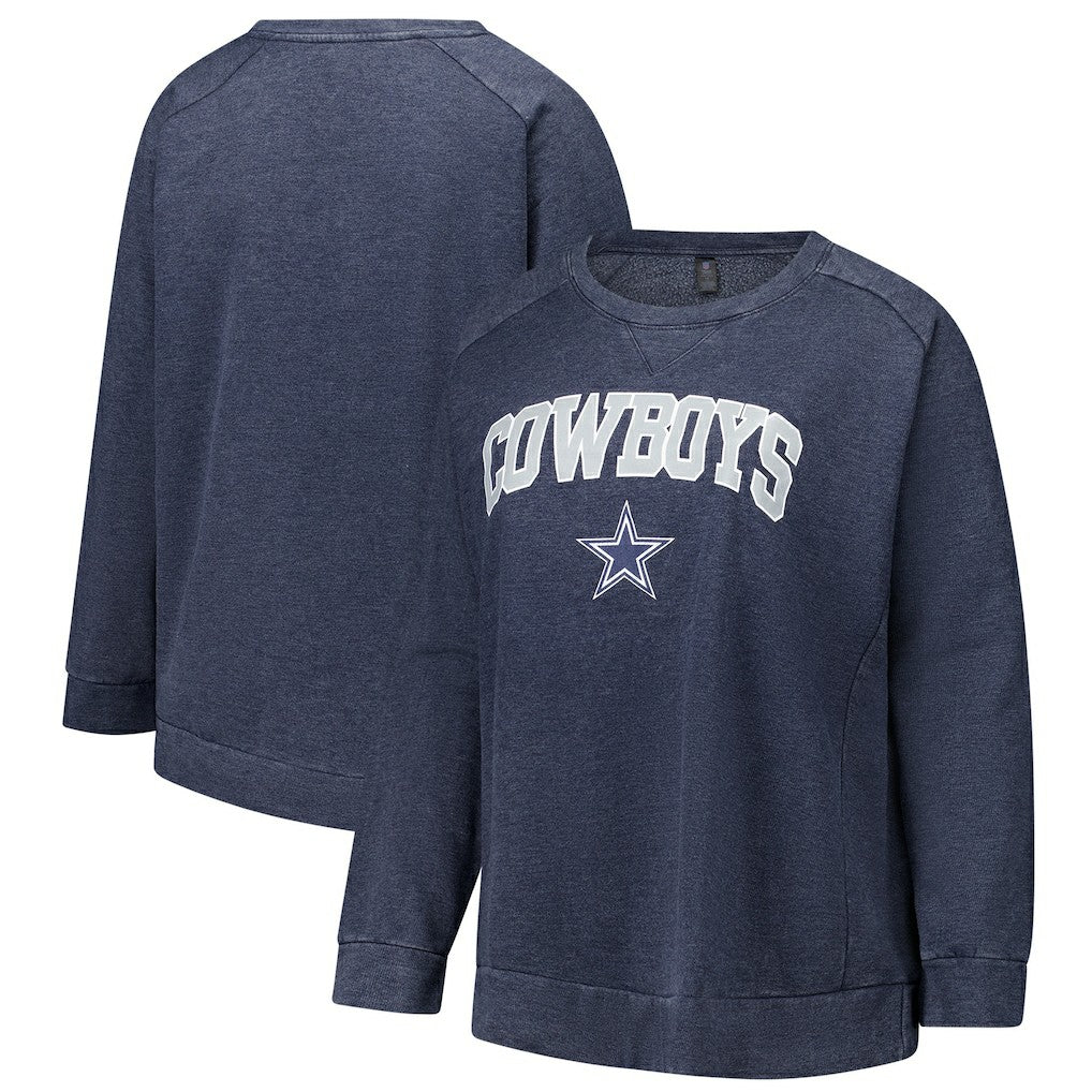 Dallas Cowboys Profile Women's Plus Size Acid Wash Raglan Sweatshirt - Navy - NFL