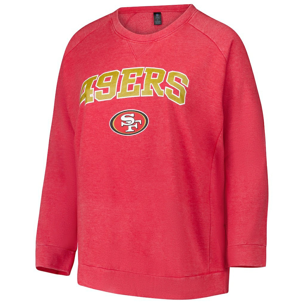 San Francisco 49ers Profile Women's Plus Size Acid Wash Raglan Sweatshirt - Red - NFL