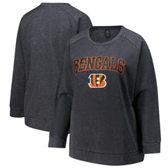 Cincinnati Bengals Profile Women's Plus Size Acid Wash Raglan Sweatshirt - Charcoal - NFL