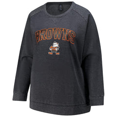Cleveland Browns Profile Women's Plus Size Acid Wash Raglan Sweatshirt - Charcoal - NFL