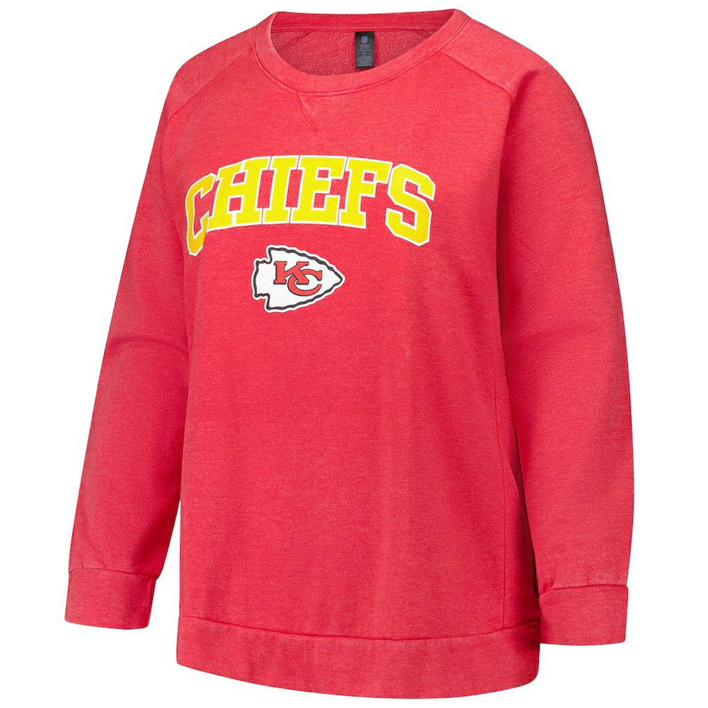 Kansas City Chiefs Profile Women's Plus Size Acid Wash Raglan Sweatshirt - Red - NFL