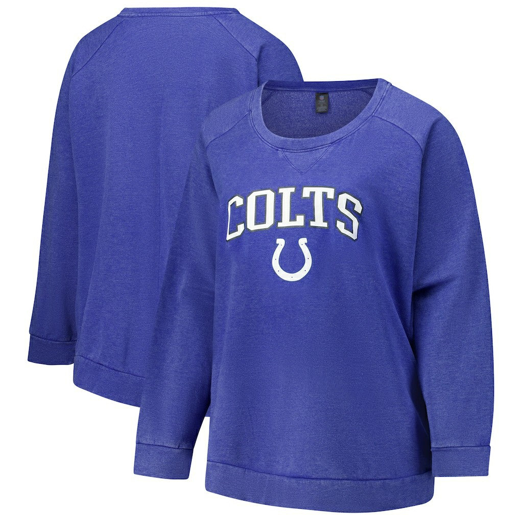 Indianapolis Colts Profile Women's Plus Size Acid Wash Raglan Sweatshirt - Royal - NFL
