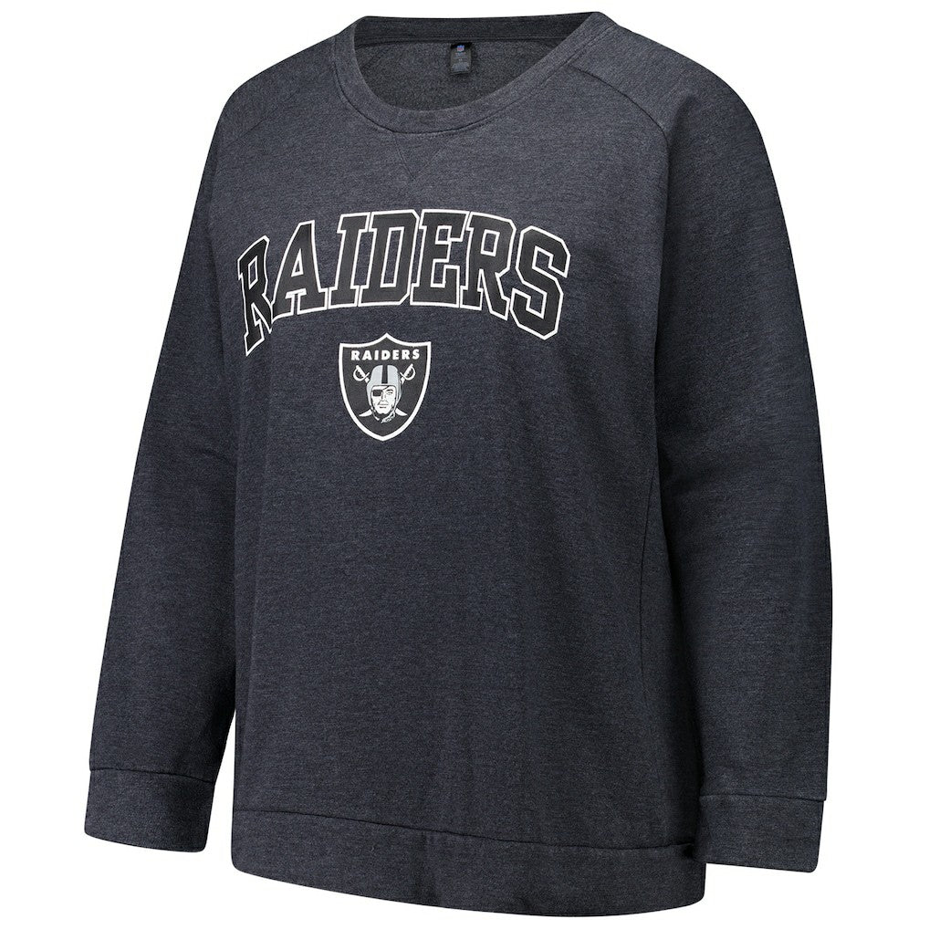 Las Vegas Raiders Profile Women's Plus Size Acid Wash Raglan Sweatshirt - Charcoal - NFL
