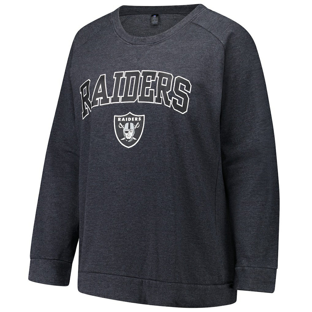 Las Vegas Raiders Profile Women's Plus Size Acid Wash Raglan Sweatshirt - Charcoal - NFL