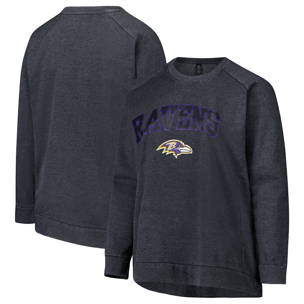 Baltimore Ravens Profile Women's Plus Size Acid Wash Raglan Sweatshirt - Charcoal - NFL