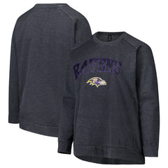Baltimore Ravens Profile Women's Plus Size Acid Wash Raglan Sweatshirt - Charcoal - NFL