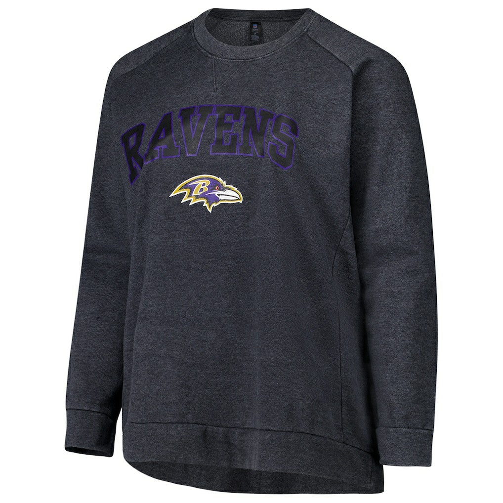 Baltimore Ravens Profile Women's Plus Size Acid Wash Raglan Sweatshirt - Charcoal - NFL