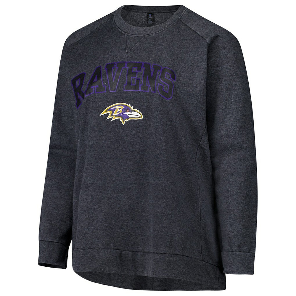 Baltimore Ravens Profile Women's Plus Size Acid Wash Raglan Sweatshirt - Charcoal - NFL