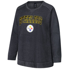 Pittsburgh Steelers Profile Women's Plus Size Acid Wash Raglan Sweatshirt - Charcoal - NFL