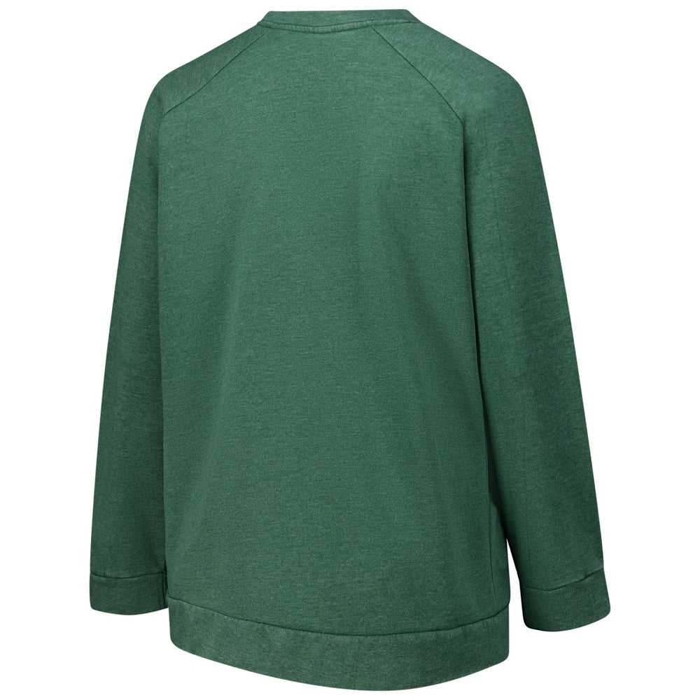 Green Bay Packers Profile Women's Plus Size Acid Wash Raglan Sweatshirt - Heather Green - NFL