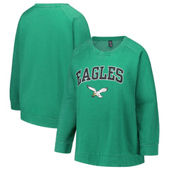 Philadelphia Eagles Profile Women's Plus Size Acid Wash Raglan Sweatshirt - Kelly Green - NFL
