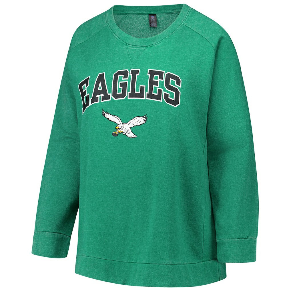 Philadelphia Eagles Profile Women's Plus Size Acid Wash Raglan Sweatshirt - Kelly Green - NFL