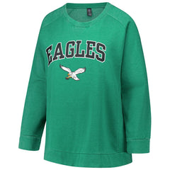 Philadelphia Eagles Profile Women's Plus Size Acid Wash Raglan Sweatshirt - Kelly Green - NFL