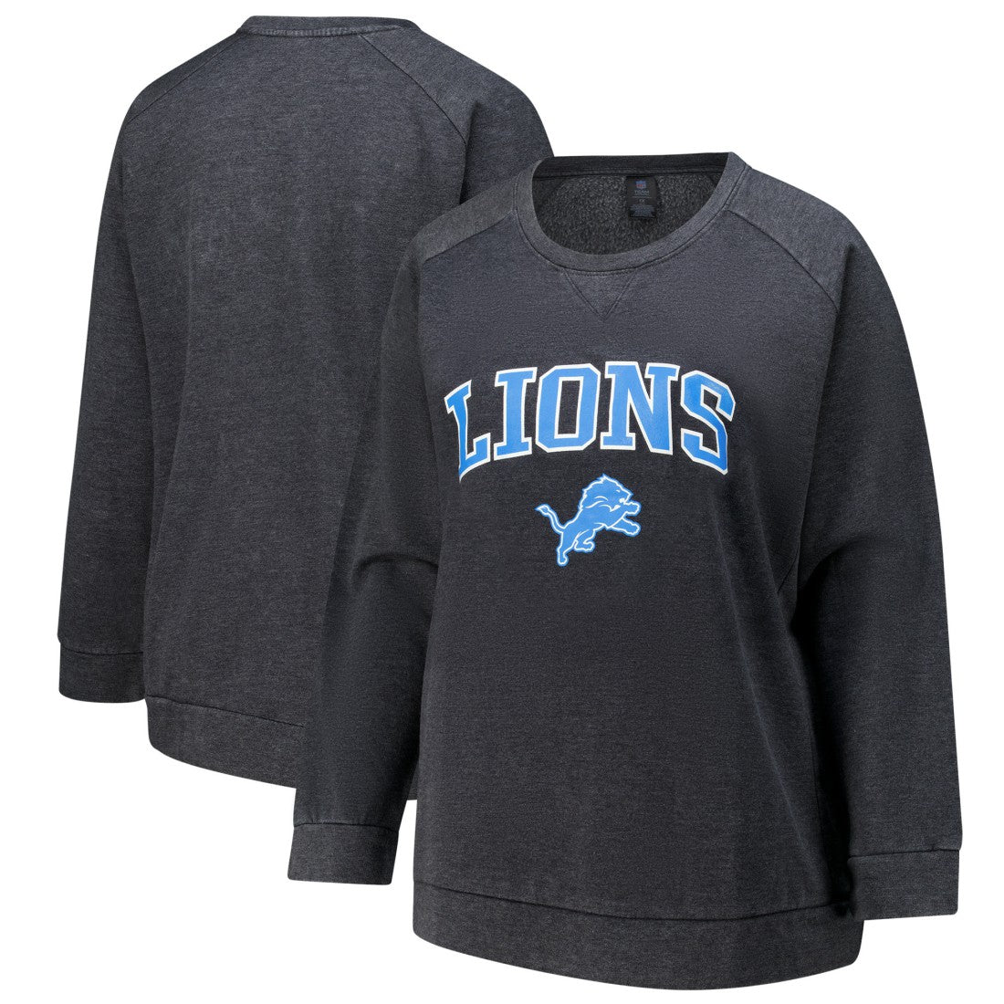 Detroit Lions Profile Women's Plus Size Acid Wash Raglan Sweatshirt - Charcoal - NFL