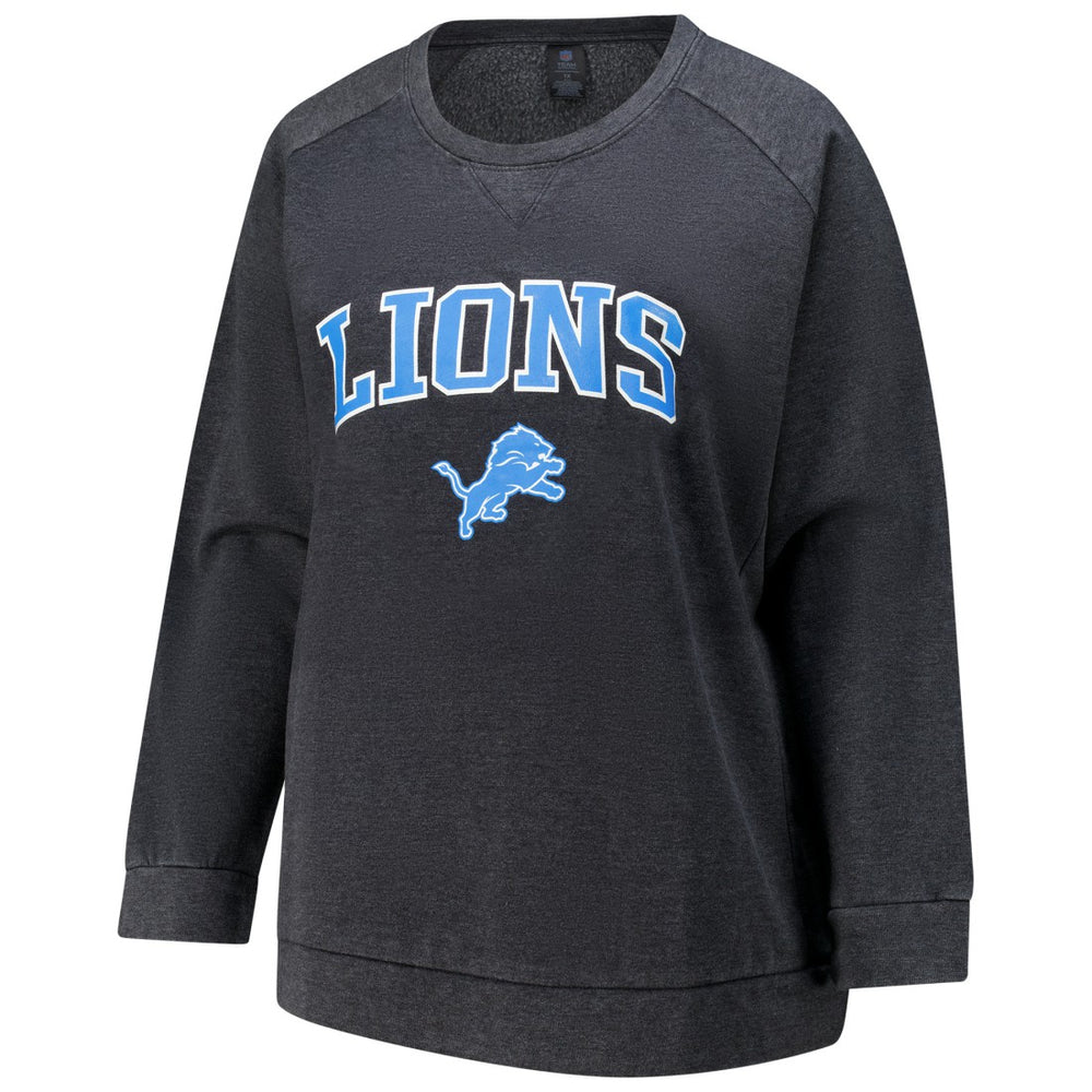 Detroit Lions Profile Women's Plus Size Acid Wash Raglan Sweatshirt - Charcoal - NFL