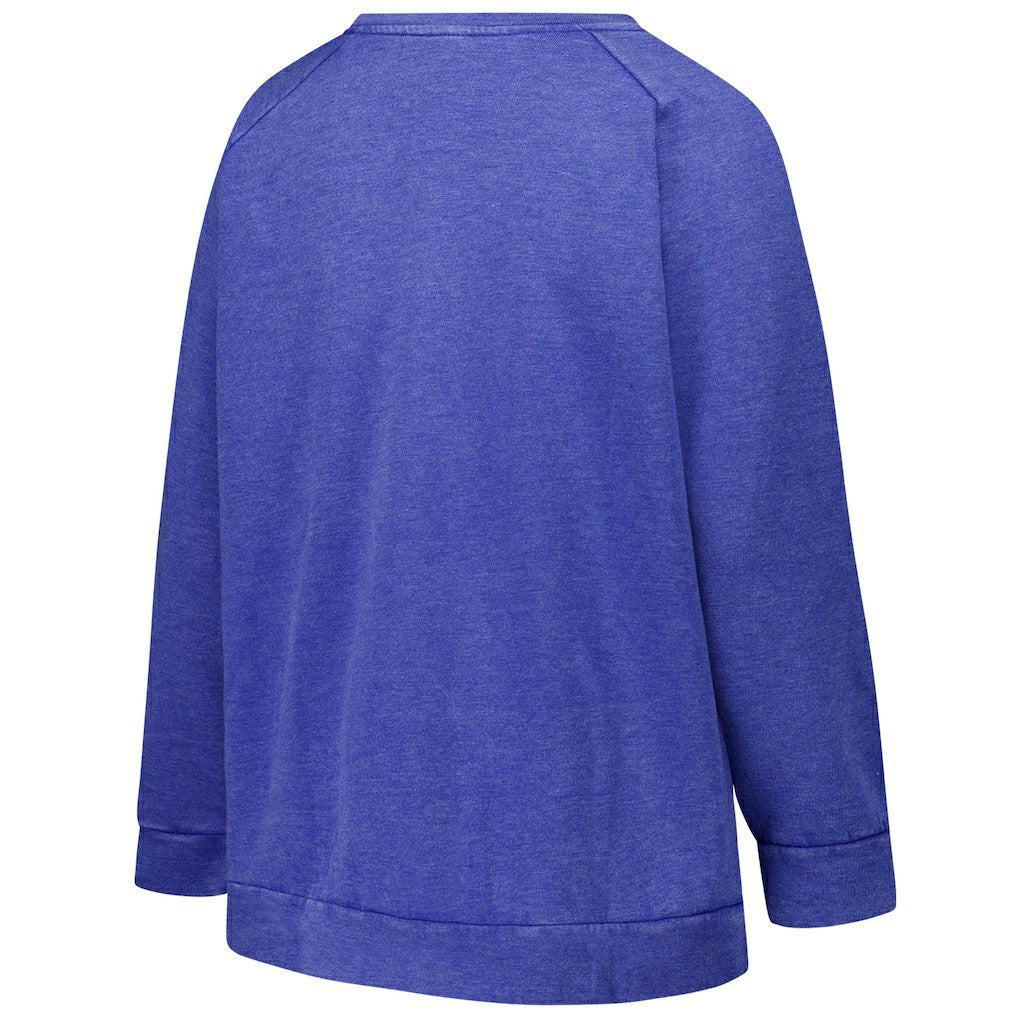 New England Patriots Profile Women's Plus Size Acid Wash Raglan Sweatshirt - Royal - NFL
