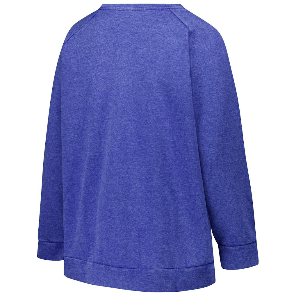 New York Giants Profile Women's Plus Size Acid Wash Raglan Sweatshirt - Royal - NFL