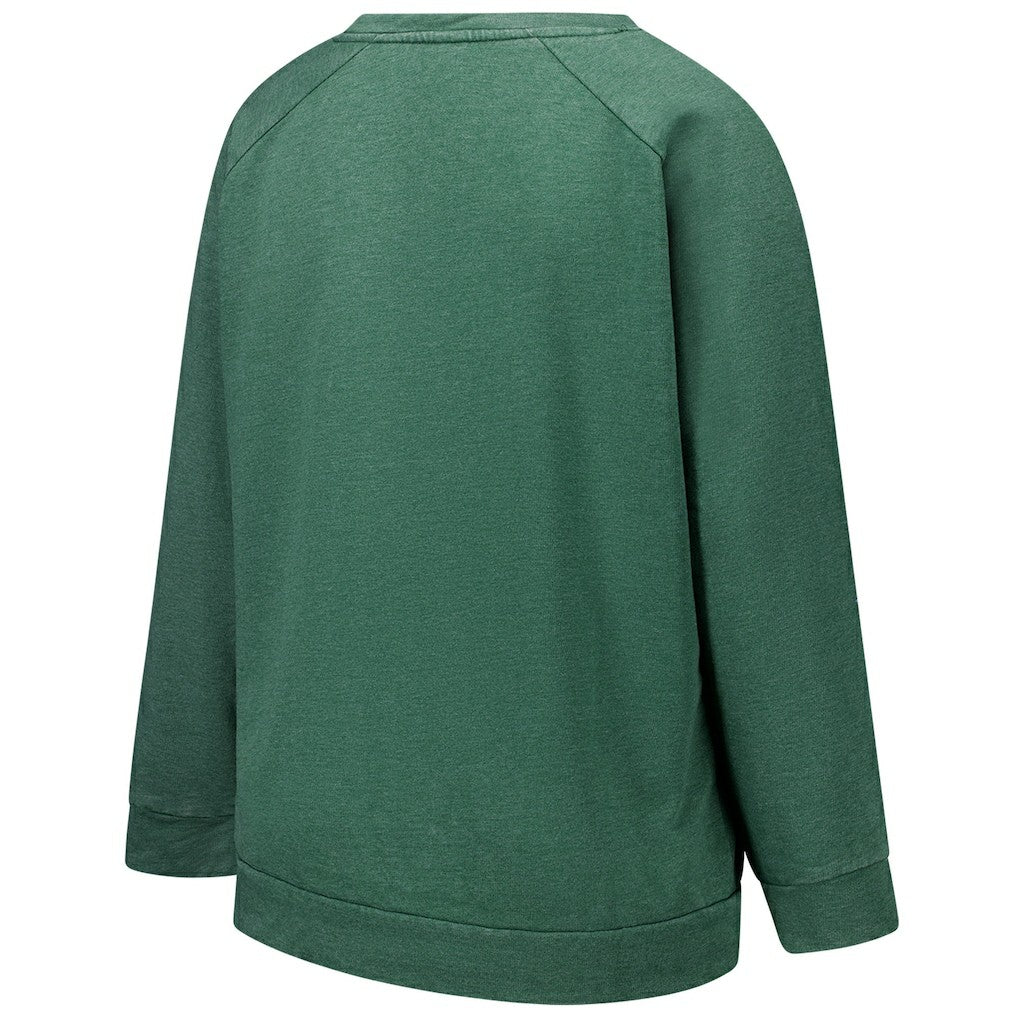 New York Jets Profile Women's Plus Size Acid Wash Raglan Sweatshirt - Heather Green - NFL
