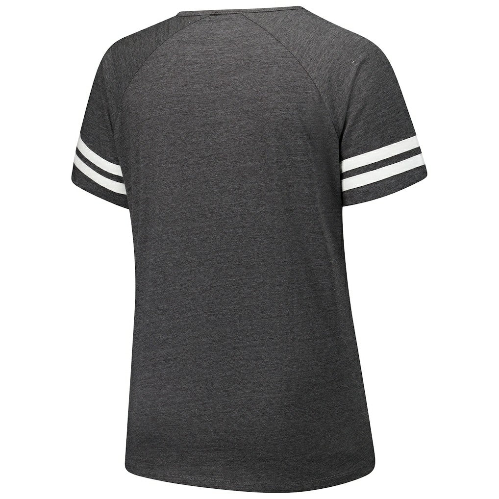 Arizona Cardinals Women's Plus Size Logo Striped Raglan Notch Neck T-Shirt - Charcoal - Fanatics