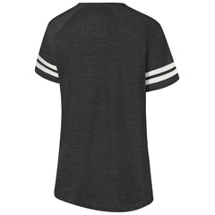 Carolina Panthers Women's Plus Size Logo Striped Raglan Notch Neck T-Shirt - Black - Fanatics