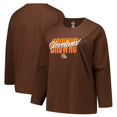 Cleveland Browns Women's Long Sleeve Scoop Neck T-Shirt - Brown - Fanatics