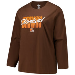 Cleveland Browns Women's Long Sleeve Scoop Neck T-Shirt - Brown - Fanatics