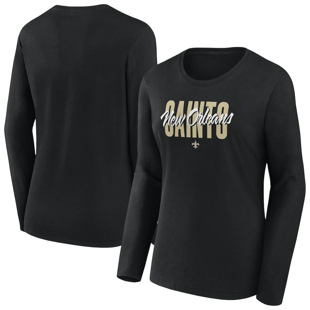 New Orleans Saints Women's Long Sleeve Scoop Neck T-Shirt - Black - Fanatics