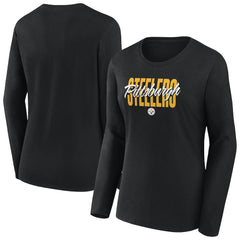 Pittsburgh Steelers Women's Long Sleeve Scoop Neck T-Shirt - Black - Fanatics