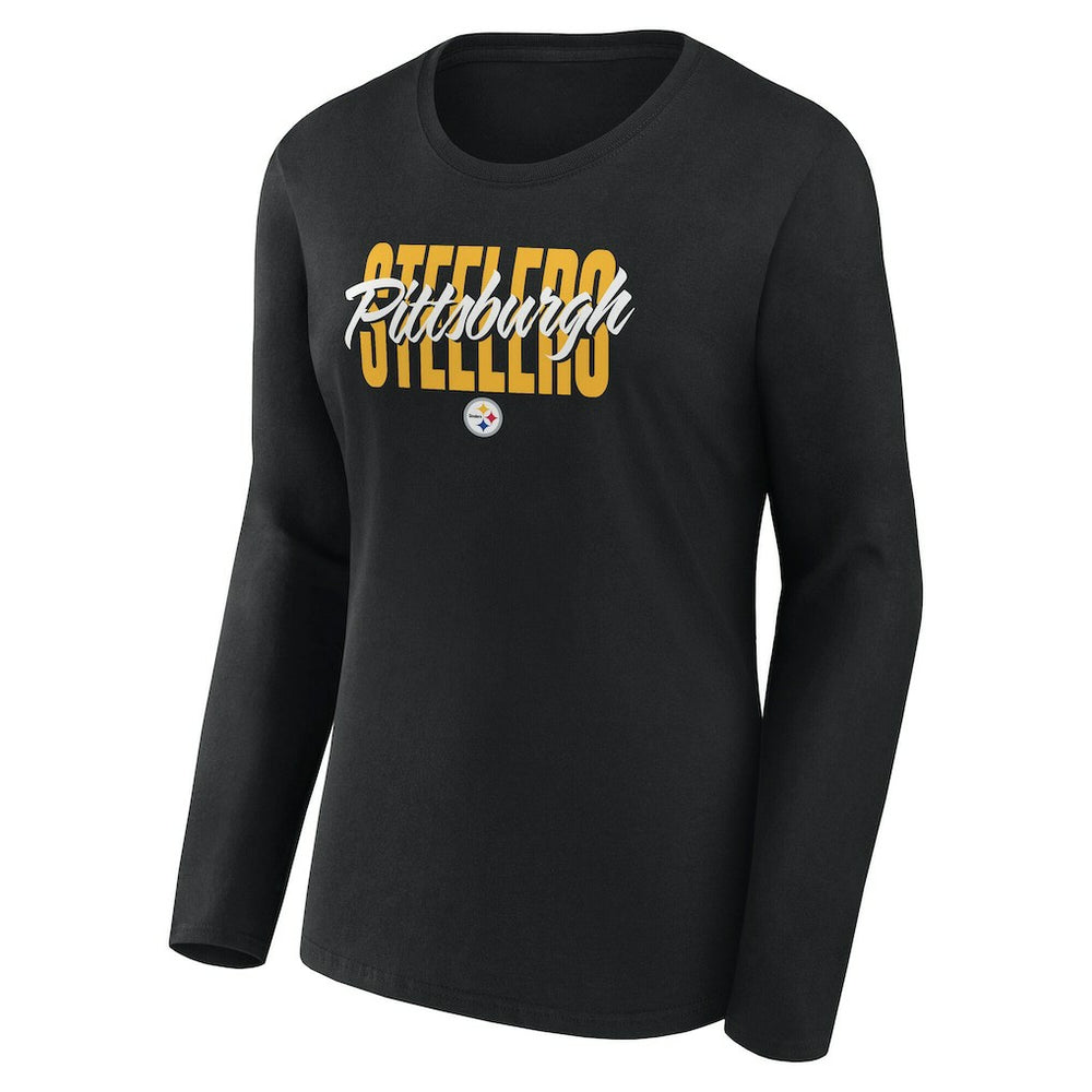 Pittsburgh Steelers Women's Long Sleeve Scoop Neck T-Shirt - Black - Fanatics