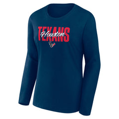 Houston Texans Women's Long Sleeve Scoop Neck T-Shirt - Navy - Fanatics