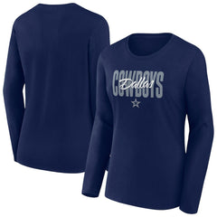Dallas Cowboys Women's Long Sleeve Scoop Neck T-Shirt - Navy - Fanatics