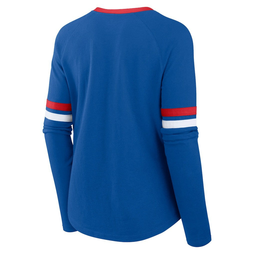 Buffalo Bills Women's Plus Size Won & Done Lace-Up V-Neck Long Sleeve T-Shirt - Royal - Fanatics