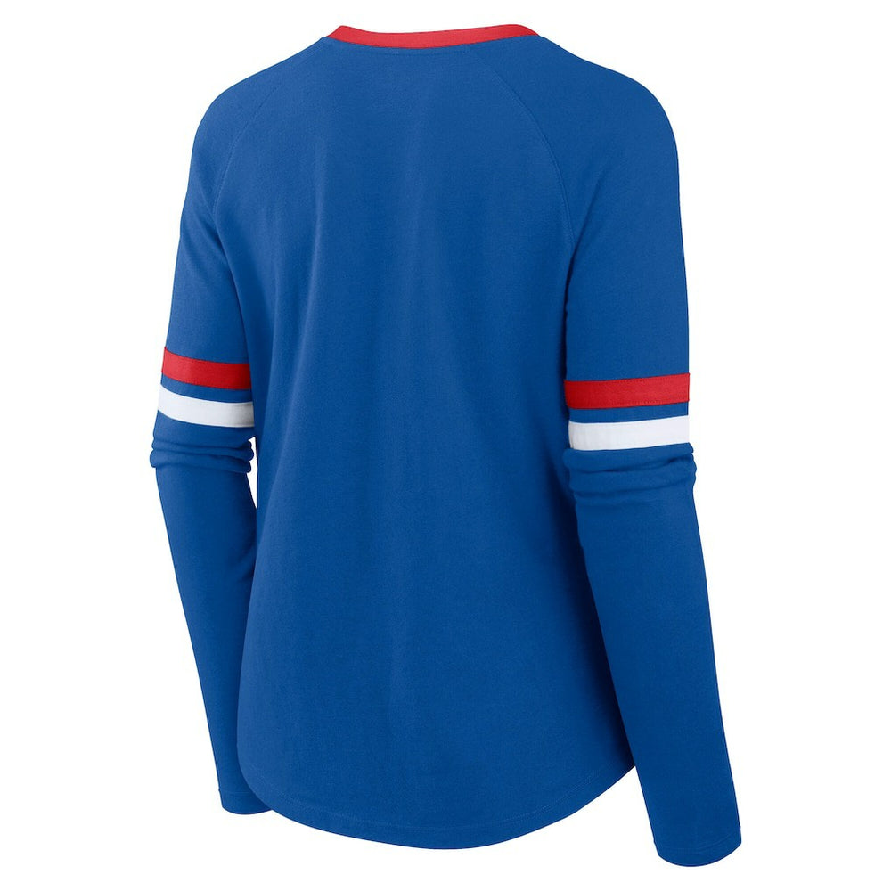 Buffalo Bills Women's Plus Size Won & Done Lace-Up V-Neck Long Sleeve T-Shirt - Royal - Fanatics