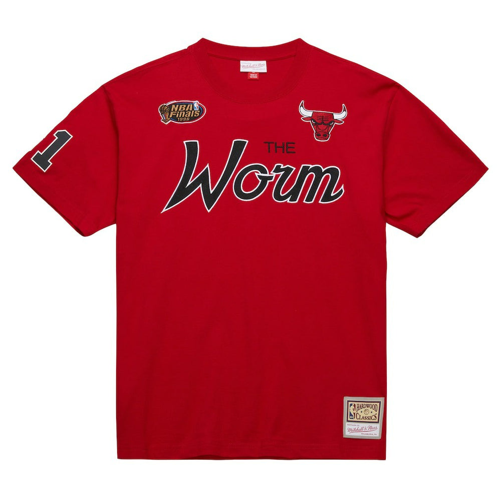 Mitchell & Ness Dennis Rodman Chicago Bulls Premium Nickname T-Shirt Red