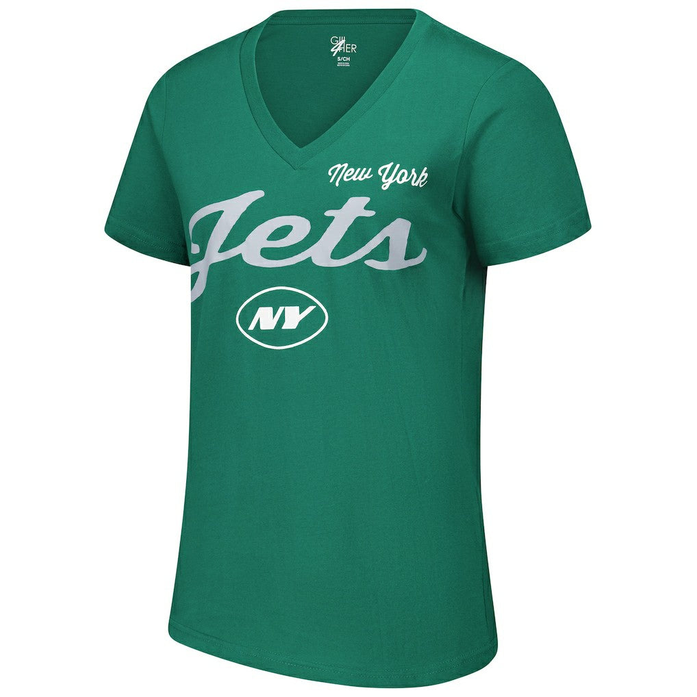 New York Jets G-III 4Her by Carl Banks Women's Post Season V-Neck T-Shirt - Green - NFL