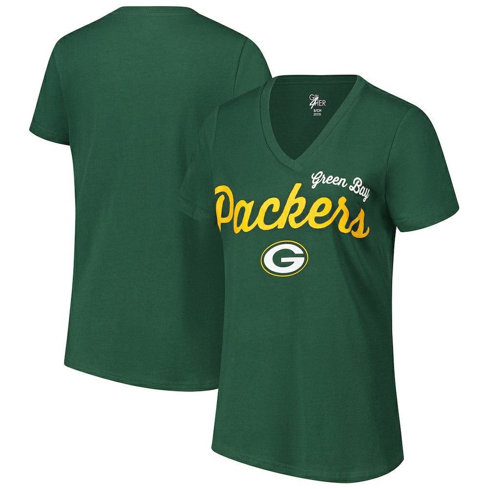 Green Bay Packers G-III 4Her by Carl Banks Women's Post Season V-Neck T-Shirt - Green - NFL