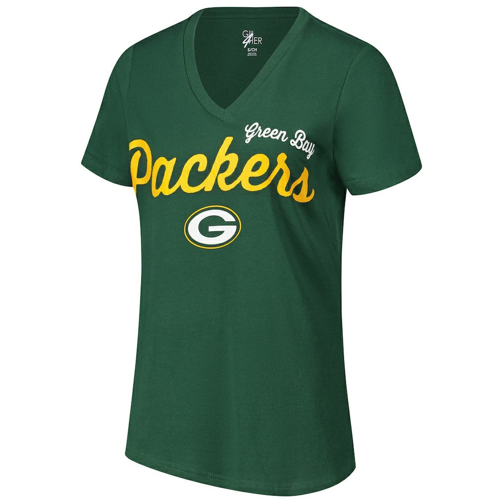 Green Bay Packers G-III 4Her by Carl Banks Women's Post Season V-Neck T-Shirt - Green - NFL
